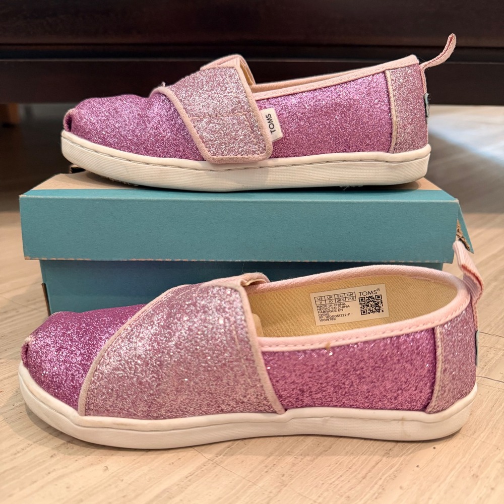 TOMS Alpargata Iridescent Glimmer Colorblock Espadrilles Slip On Lilac Glitter